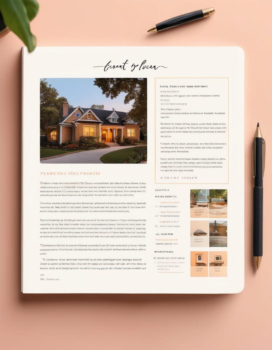 A visually striking digital diary open to a beautifully crafted page with colorful handwritten tips about rental experiences. The background features various rental properties in soft focus, encapsulating the essence of home and comfort. Add elements like a laptop, coffee cup, and elegant stationery, portraying a creative workspace atmosphere. Incorporate a warm and inviting color palette. super-realistic. vibrant colors.